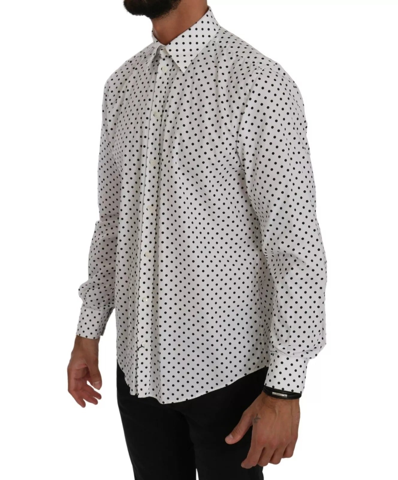 Dolce & Gabbana White Polka Dot Dress Formal MARTINI Shirt